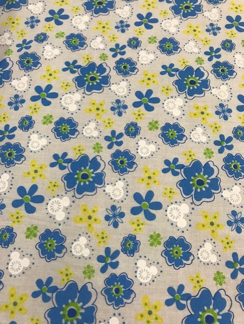 1 metre Blue Petunia Polycotton Fabric x 112cm - Vintage 60's