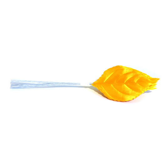 12 Stem Satin Rose Leaves -  Lemon Yellow