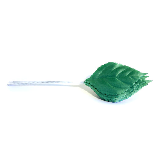 12 Stem Satin Rose Leaves -  Mint
