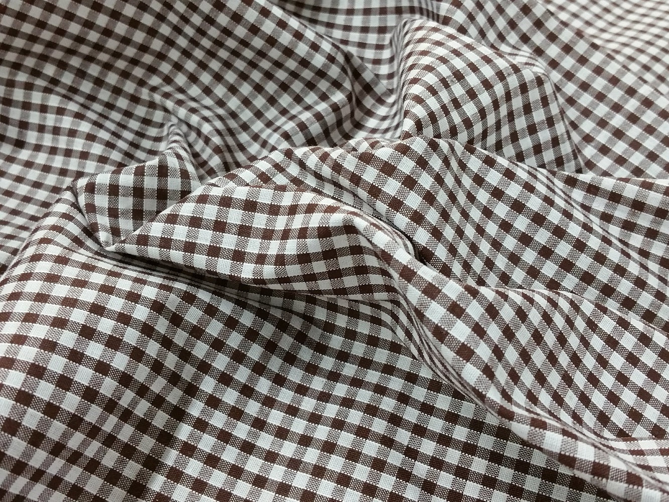 1 metre Brown Gingham 1/8 Check Polycotton Fabric x 112cm - G8BROWN till code